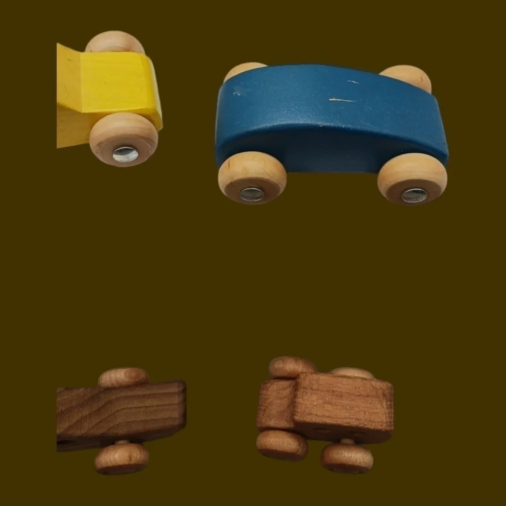 Vintage wooden handcraftes cars lot of 4 - Picture 4 of 5